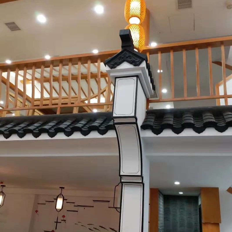徽派仿古玻璃钢瓦中式屋顶装饰瓦门头屋簷可定制