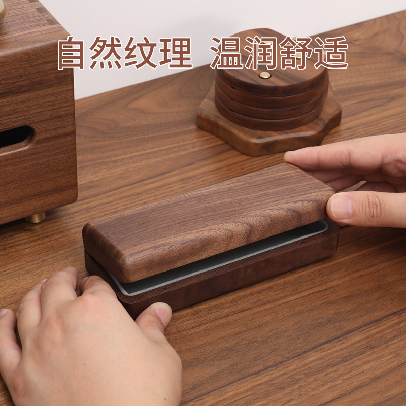 黑胡桃木眼镜盒创意刻字生日礼物复古实木文艺眼镜首饰收纳盒便携