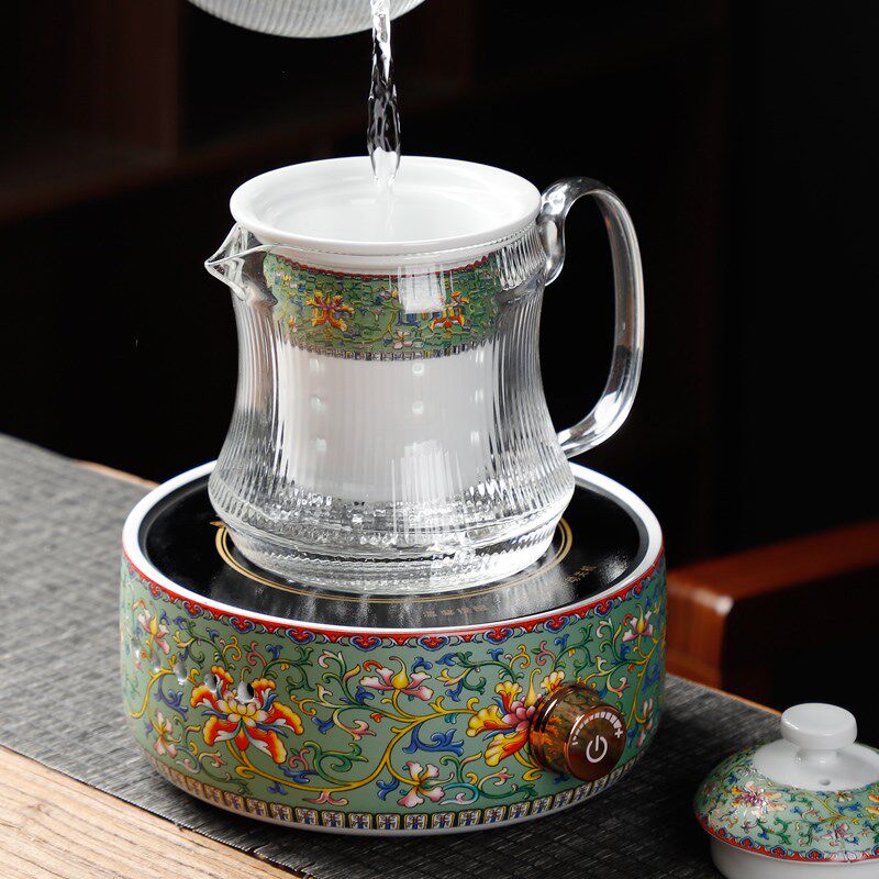 电陶炉煮茶器套装中式客厅玻璃茶壶扒花烧水壶功夫茶具电热茶炉