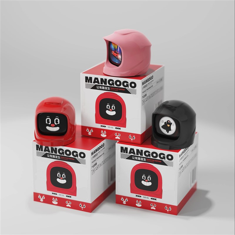 MANGOGO车载电子宠物摆件潮玩智能机器人伴侣汽车车内装饰品表情