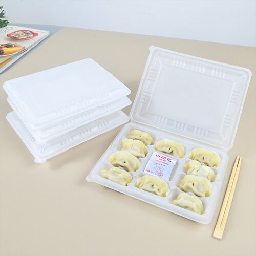 水饺外卖盒馄饨10格可微波冷藏连盖一次性专用商用冷冻饺子打包盒