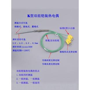 热电偶可弯曲探针高精度耐高温多点测温实验专用 K型双组四芯铠装