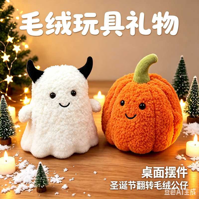 创意新奇两面翻转南瓜变幽灵毛绒公仔新奇特万圣节礼品毛绒玩具