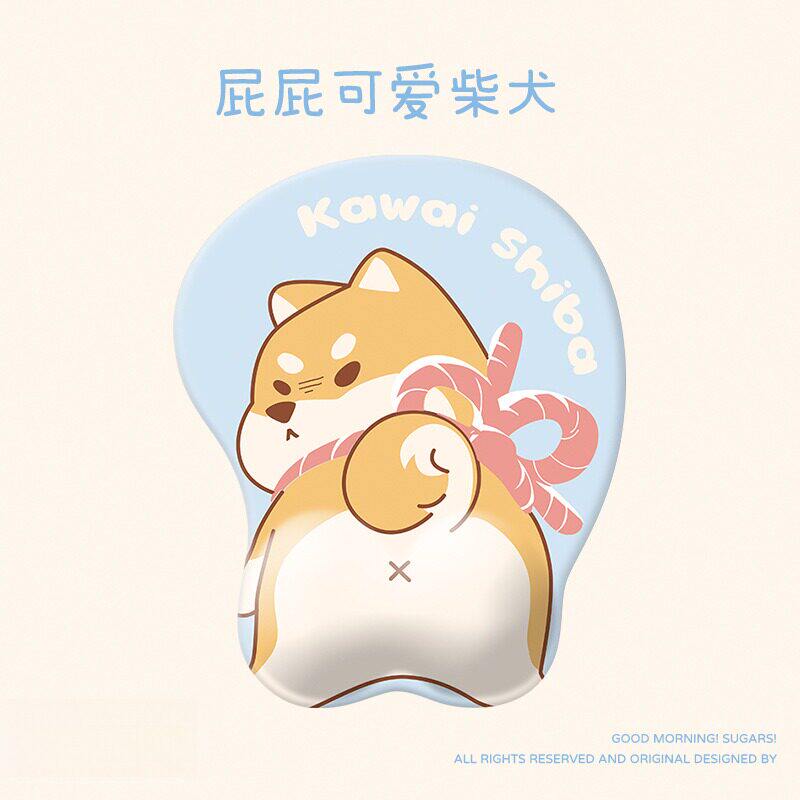 立体3d胸硅胶腕托软垫女生ins日系柴犬可爱鼠标垫护腕屁股手腕垫