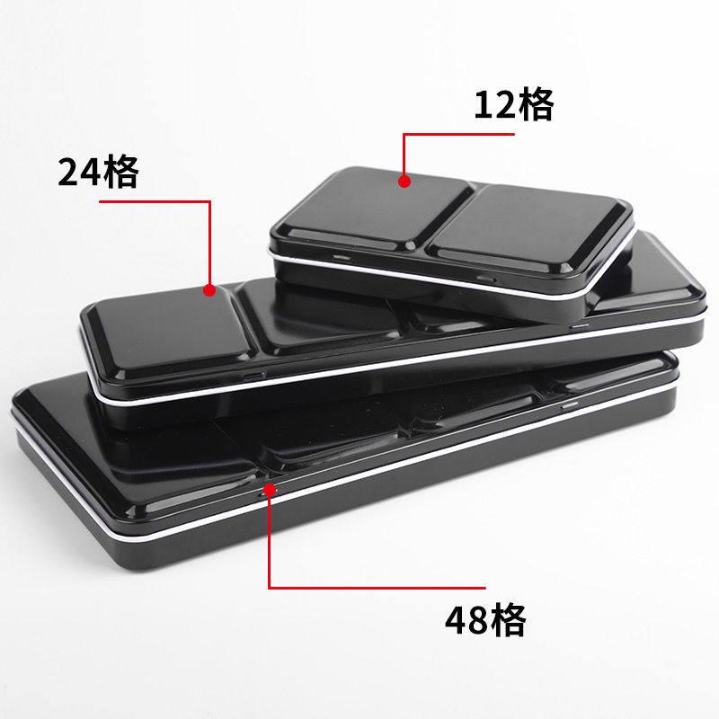 固体水彩颜料空盒三折铁盒白夜颜料铁盒收纳分装用24色48色搪瓷盒,文具电教/文化用品/商务用品,水彩颜料,淘宝优惠券,粉丝福利购,淘宝优惠卷