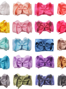 欧美 6inch蝴蝶结发带尼龙头带 螺纹带头饰 柔软弹力婴儿发箍