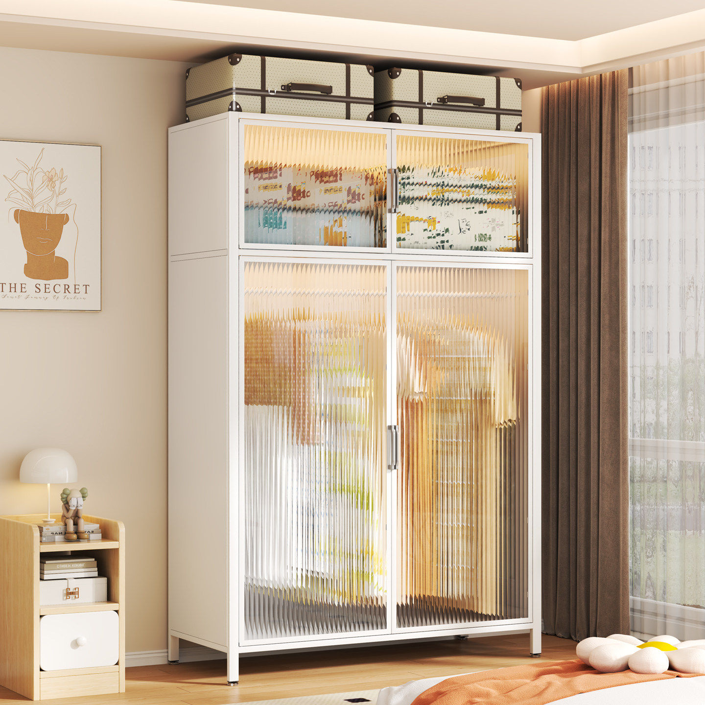 钢制衣柜家用卧室衣物被子收纳柜儿童落地衣橱出租房防尘储物衣架,住宅家具,独立衣柜,淘宝优惠券,粉丝福利购,淘宝优惠卷