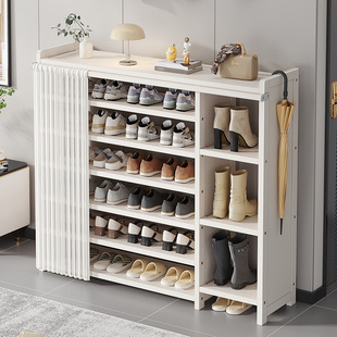 鞋架带遮挡帘家用多层防尘鞋架门口简易宿舍占地小鞋柜收纳入门鞋