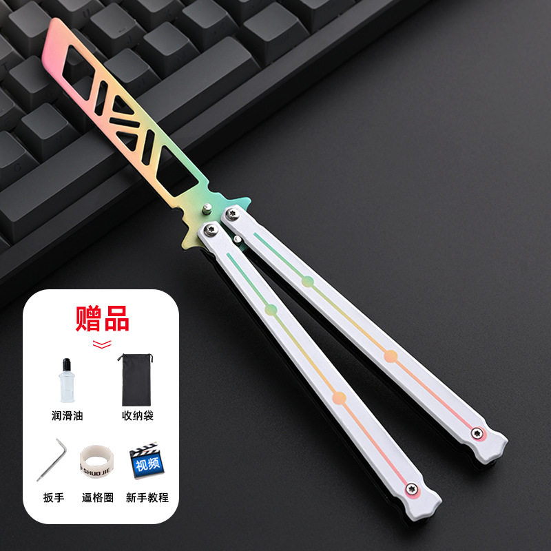 糊蝶刀CSGO蝴蝶折叠刀全钢材质甩刀初学者练习刀入门级训练未开刃
