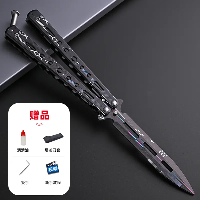 糊碟刀经典折叠刀未开刃练习防身甩手玩具全钢花式训练刀