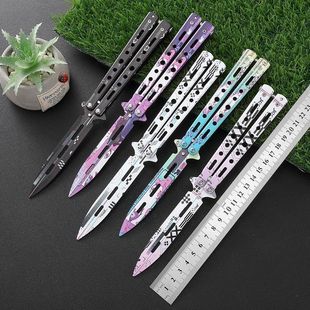 糊碟刀糊碟刀经典 训练刀 折叠刀未开刃练习防身甩手玩具全钢花式