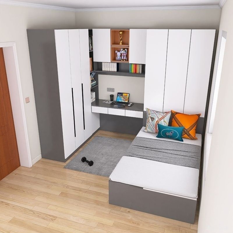 定制床柜实木榻榻米衣柜一体小户型家用卧室多功能儿童储物组合