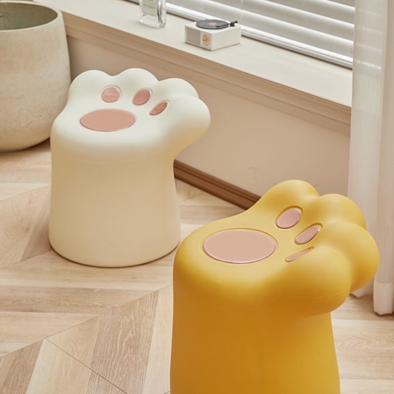奶油风猫爪塑料卧室客厅沙发边几家用换鞋创意小板凳茶几
