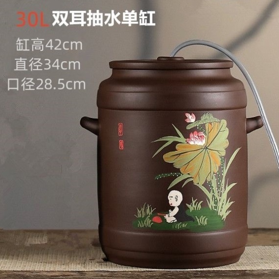 佳佳紫砂水缸10L20L带龙头大号缸陶瓷过滤净水缸抽水桶家用储水罐