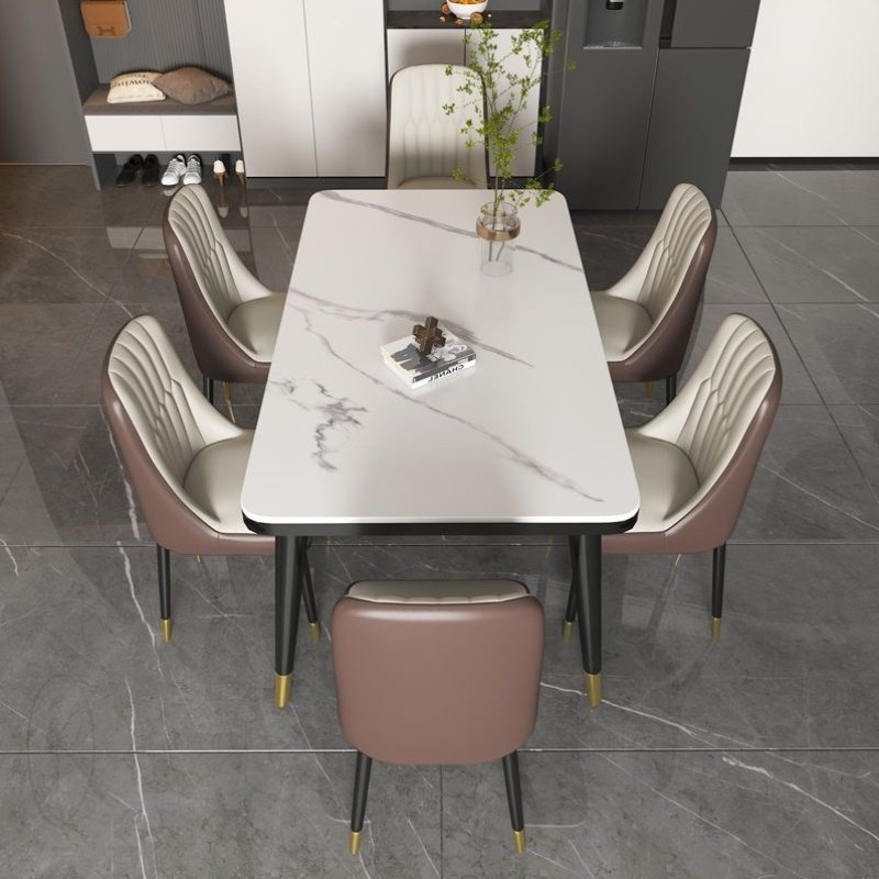 轻奢风岩板餐桌餐椅组合小户型家用吃饭桌出租屋租房桌子椅子一套