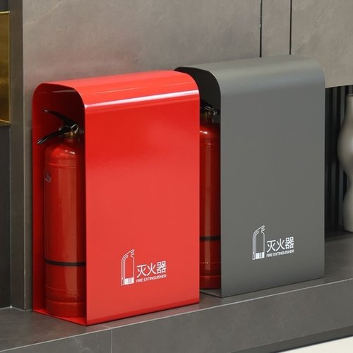 高端圆弧不锈钢灭火器箱加厚灭火器箱5公斤2只装商场商用收纳箱子