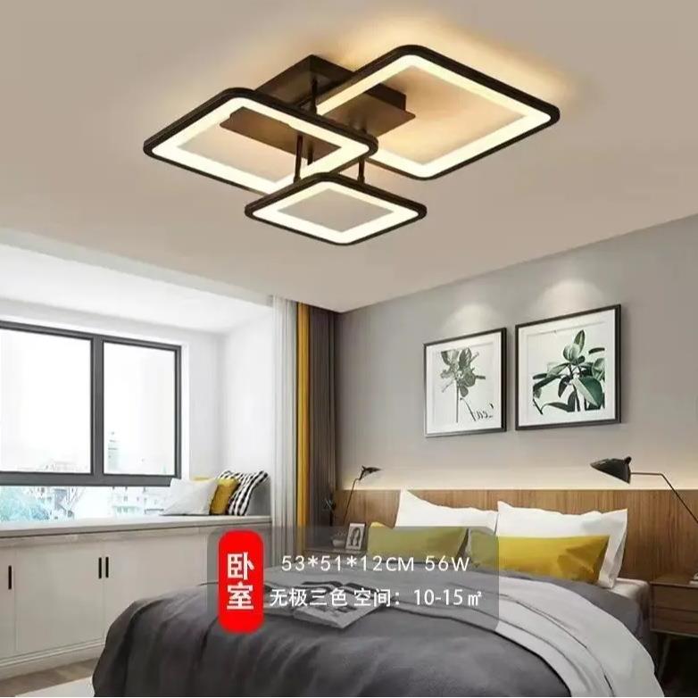 卧室灯2023年新款创意方块三头吸顶灯书房间灯极简现代简约餐厅灯