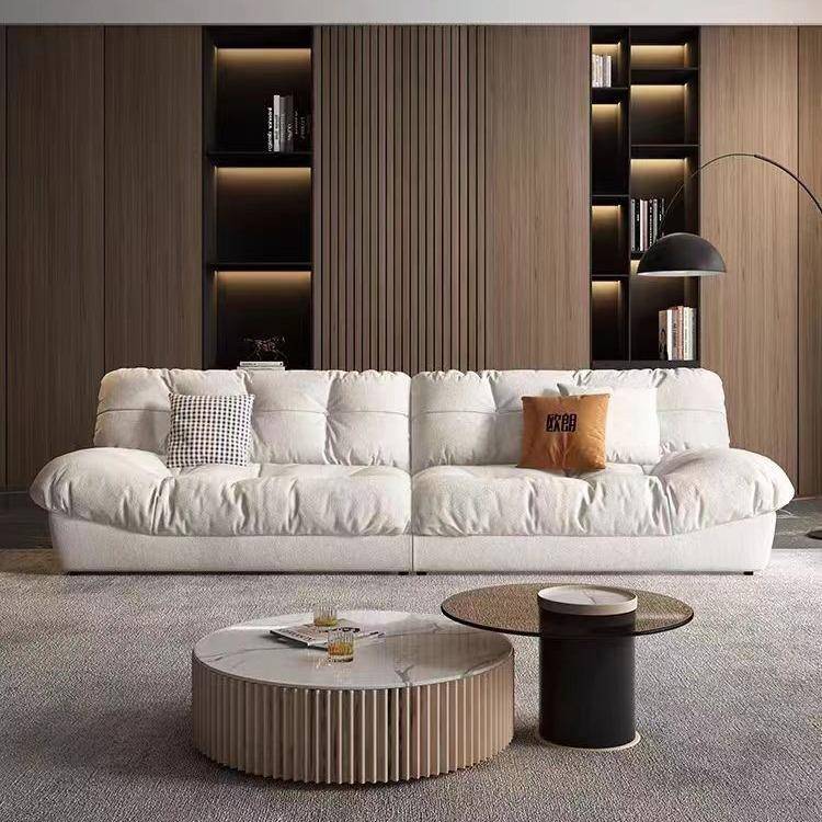 北欧科技布云朵沙发羽绒实木现代简约贵妃客厅奶油云朵布艺沙发床