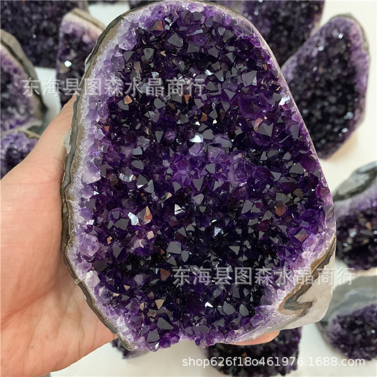 批发乌拉圭紫晶簇原矿石摆件紫水晶洞块居家办公装饰品