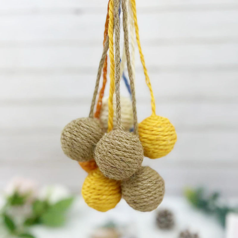 带绳剑麻球猫咪玩具自嗨解闷逗猫神器耐咬互动玩具啃咬玩具剑麻球