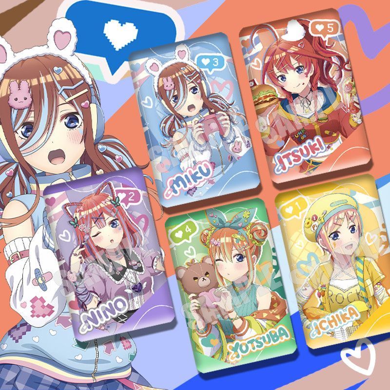 五等分的花嫁新谷主播系列三玖一花五月四叶周边方形徽章吧唧挂饰
