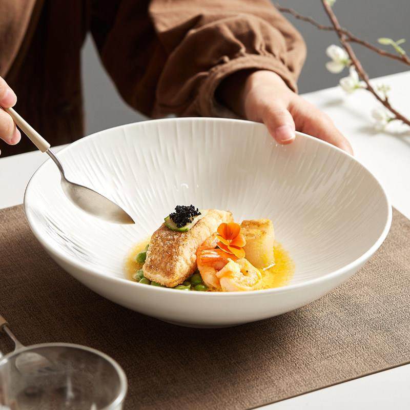 盘子子家用2025新款网红日式高级感轻奢陶瓷加深汤盘白色西餐餐盘,餐饮具,盘,淘宝优惠券,粉丝福利购,淘宝优惠卷