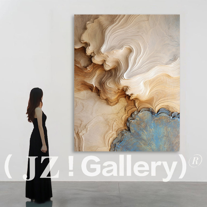 《云漾》意式极简玄关木雕装饰画客厅立体挂画卧室餐厅创意浮雕画