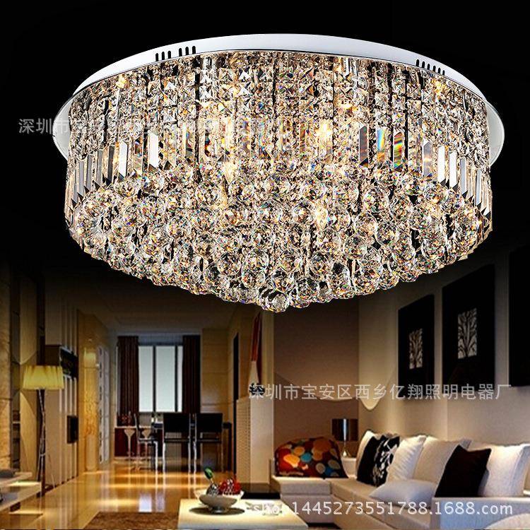 欧式水晶灯圆形客厅灯LED吸顶灯现代简约卧室灯餐厅灯具