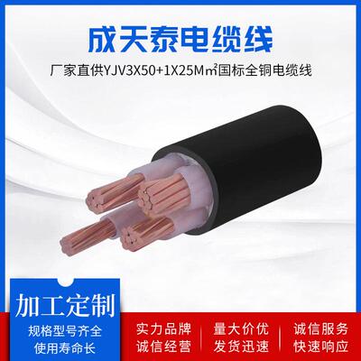 成天泰YJV3X50+1X25m㎡国标全铜电缆线