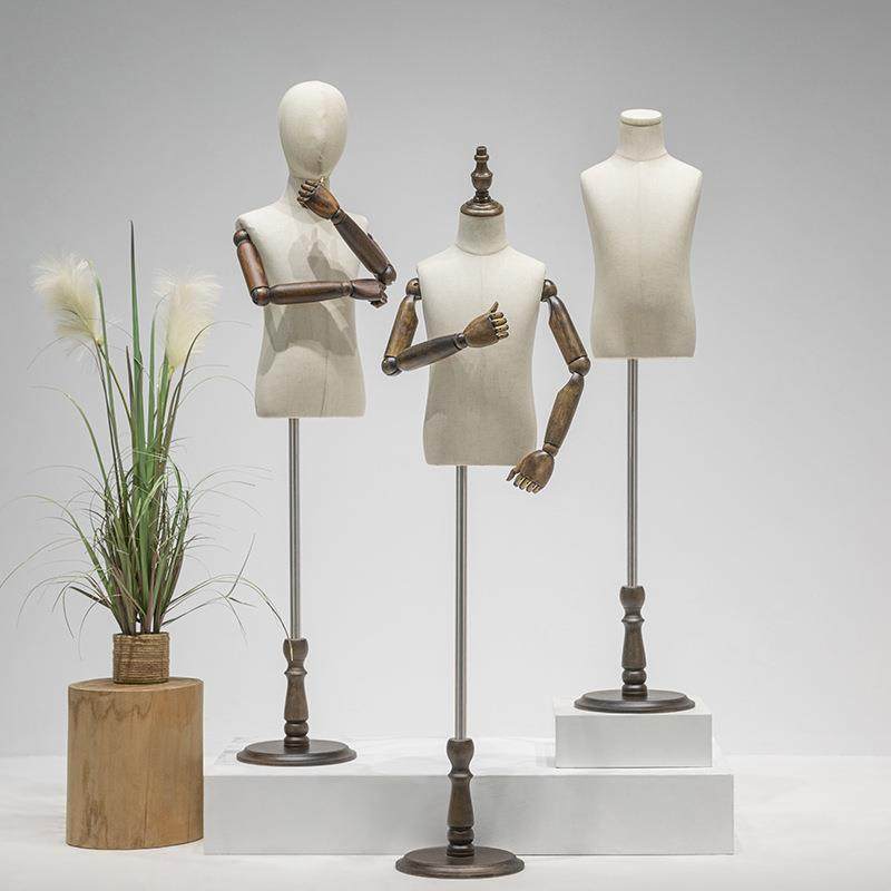 童装店儿童人台模特人偶服装橱窗道具男女小孩实木支架模特展示架