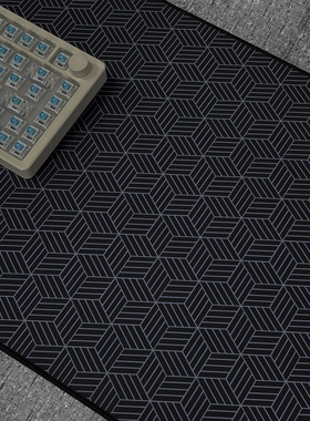 几何鼠标垫超大黑色波浪男格调电竞电脑键盘办公书桌垫游戏滑鼠垫