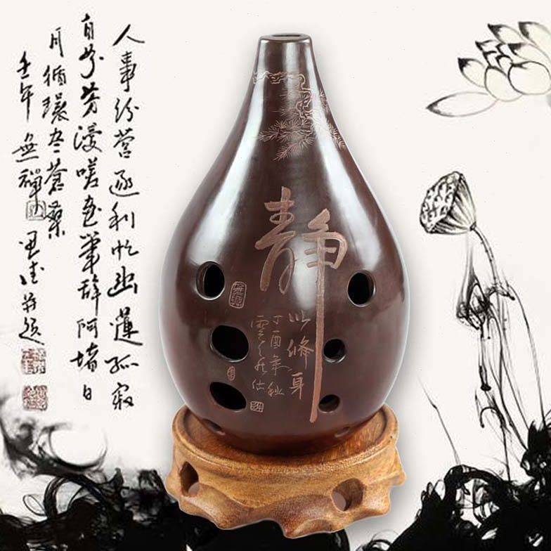 满口埙十孔10孔陶埙古埙土梁吐良埙书法刻字乐器E F G调追乐熏勋