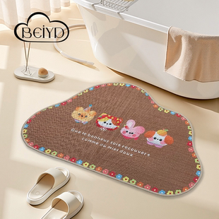 亚麻编织浴室地垫卫生间厕所门口吸水防滑专用脚垫家用高级感耐脏