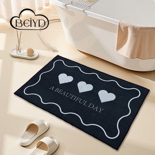 亚麻编织浴室地垫卫生间厕所门口吸水防滑专用脚垫家用高级感耐脏