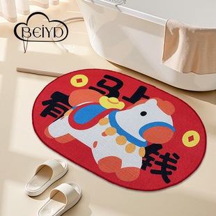 亚麻编织浴室地垫卫生间厕所门口吸水防滑专用脚垫家用高级感耐脏