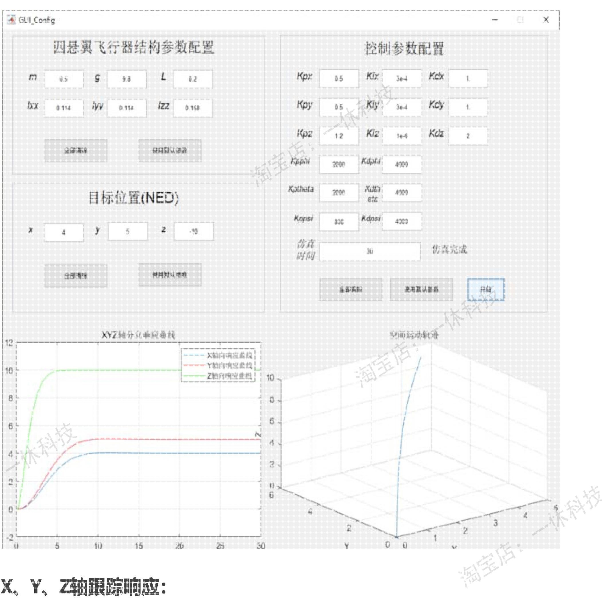 matlab simulink 四旋翼无人机PID仿真模型 位置姿态控制GUI界面