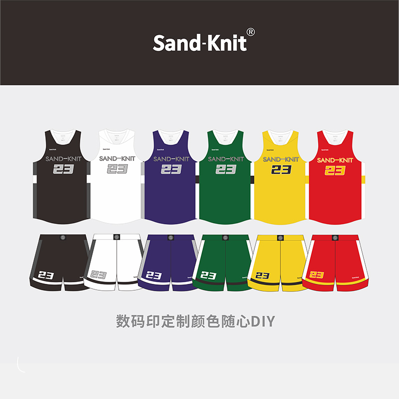 森耐特美式四分短裤简约纯色数码印定制球衣学生团购组队服新款