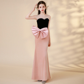 秋冬舞会小主持人鱼尾修身 法式 女童晚礼服2025新款 儿童公主连衣裙