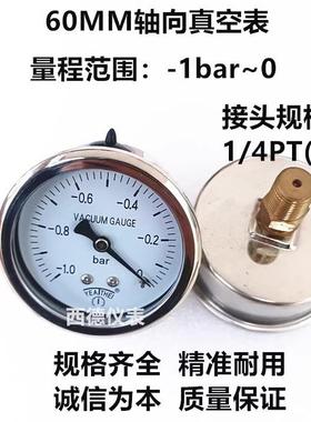 60MM背式－1.0BAR~0真空表，背式真空表，背式负压表，1/4