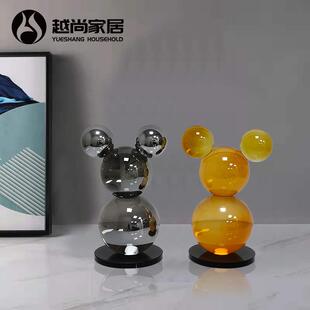 现代意式轻奢创意奇趣小众设计感精致水晶摆件样板间家居软装饰品