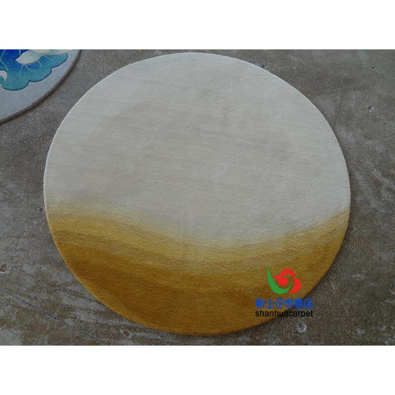 新中式水墨画圆形手工羊毛简约客厅茶几地毯餐厅书桌椅子玄关阳台