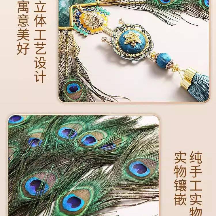 立体三联画现代简约沙发背景墙手工实物客厅装饰画孔雀羽毛挂画图片