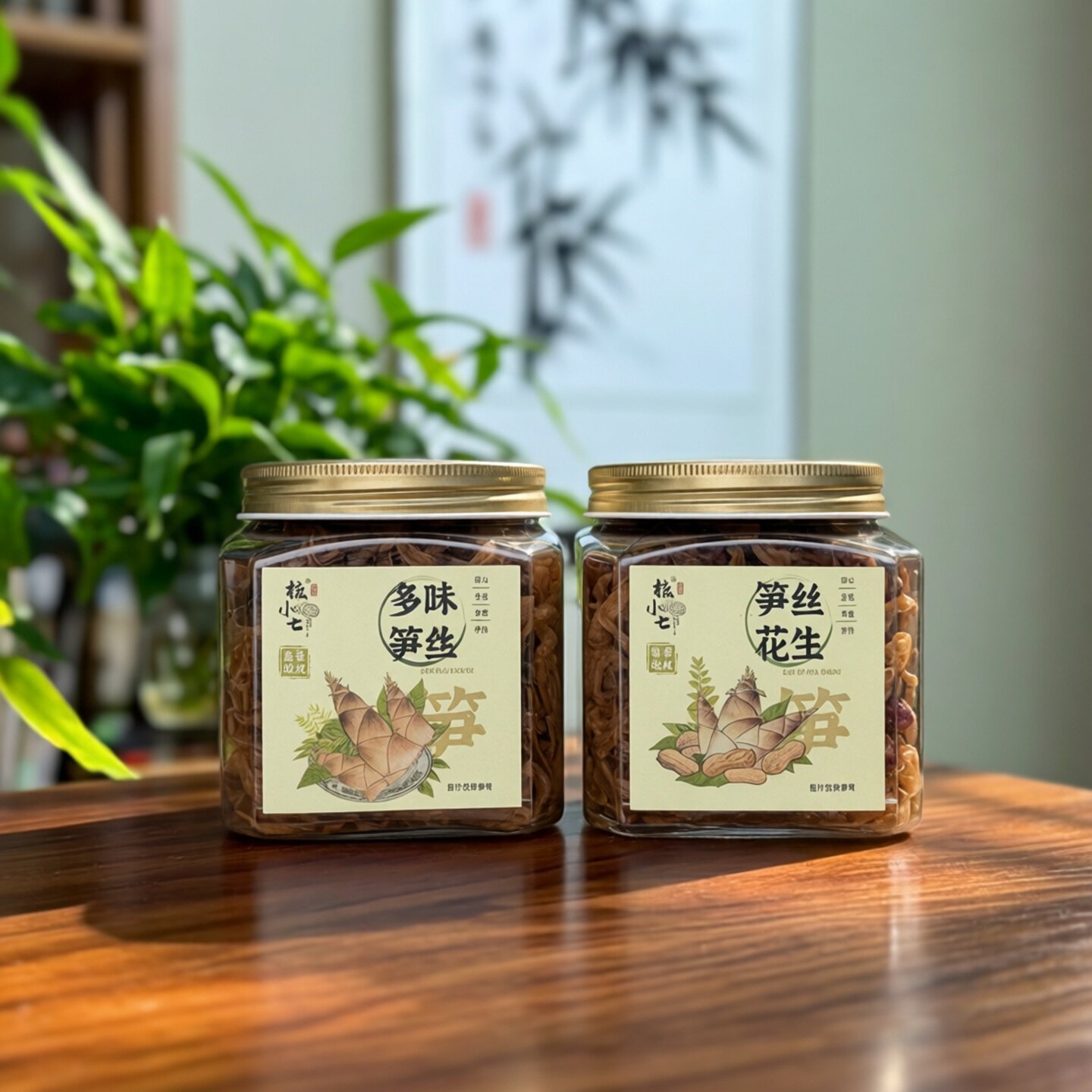 核小七临安花生笋丝笋干青豆农家多味笋丝即食罐装礼盒下酒菜甜辣