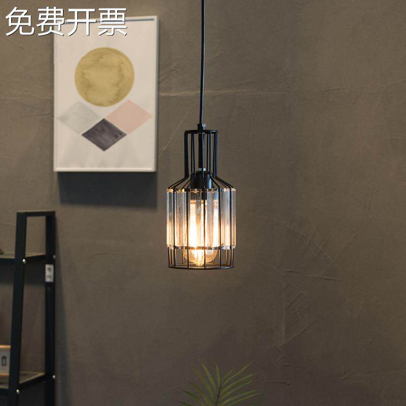 美式复古水晶小吊灯工业风厨房卧室吧台餐桌灯个性创意铁艺床头灯