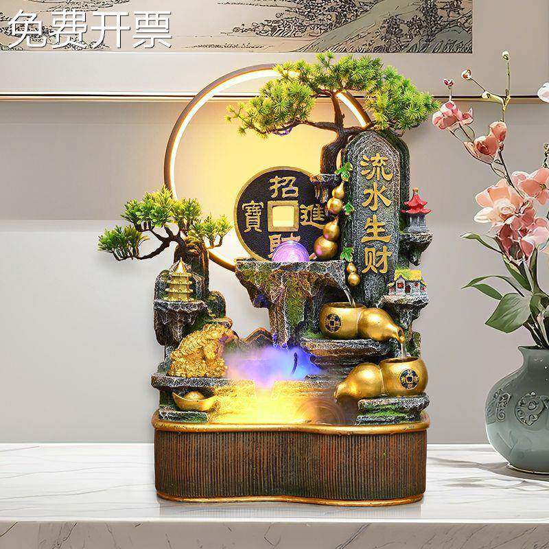 流水摆件招财进宝聚宝盆假山流水摆件风水轮家用公司乔迁开业礼物