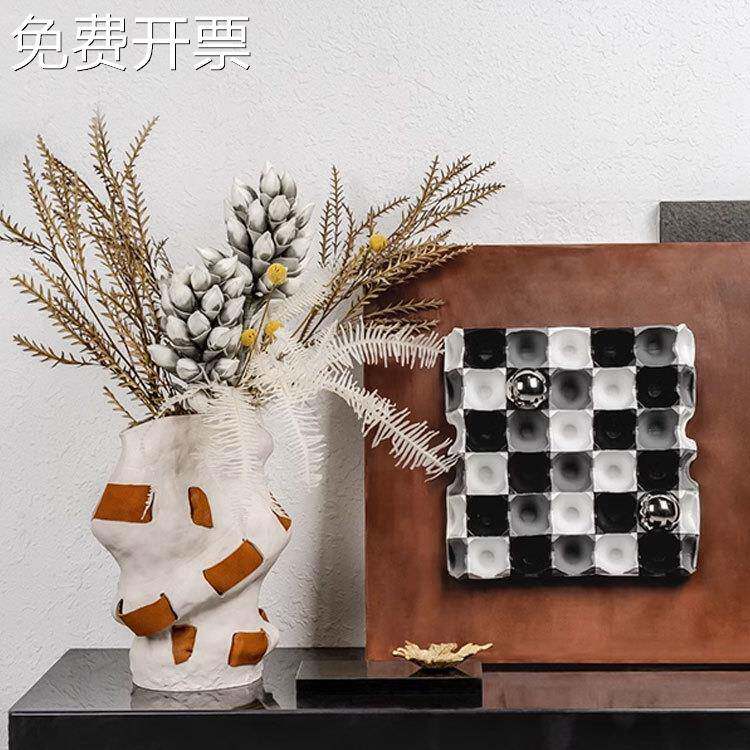 现代创意简约花瓶摆件售楼处样板间家居民宿酒店插花花器软装饰品