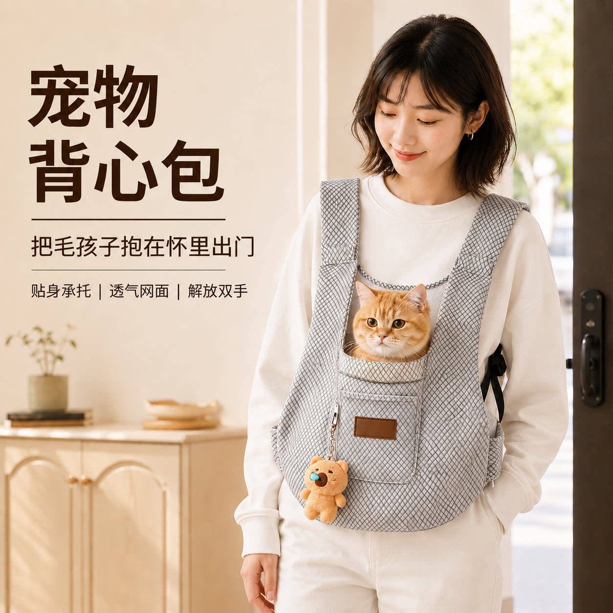 猫咪外出背包透气网眼宠物双肩包可视猫包小型犬旅行便携遛猫包