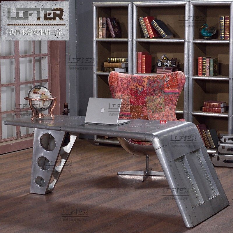 铝皮铆钉创意大班桌LOFT工业风复古做旧金属办公桌个性时尚电脑桌,住宅家具,电脑桌,淘宝优惠券,粉丝福利购,淘宝优惠卷