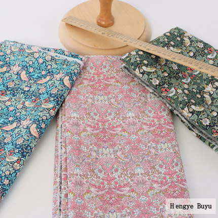 英国威廉莫里斯Lib*rty草莓小偷全棉80支高密国产长绒棉印花布料