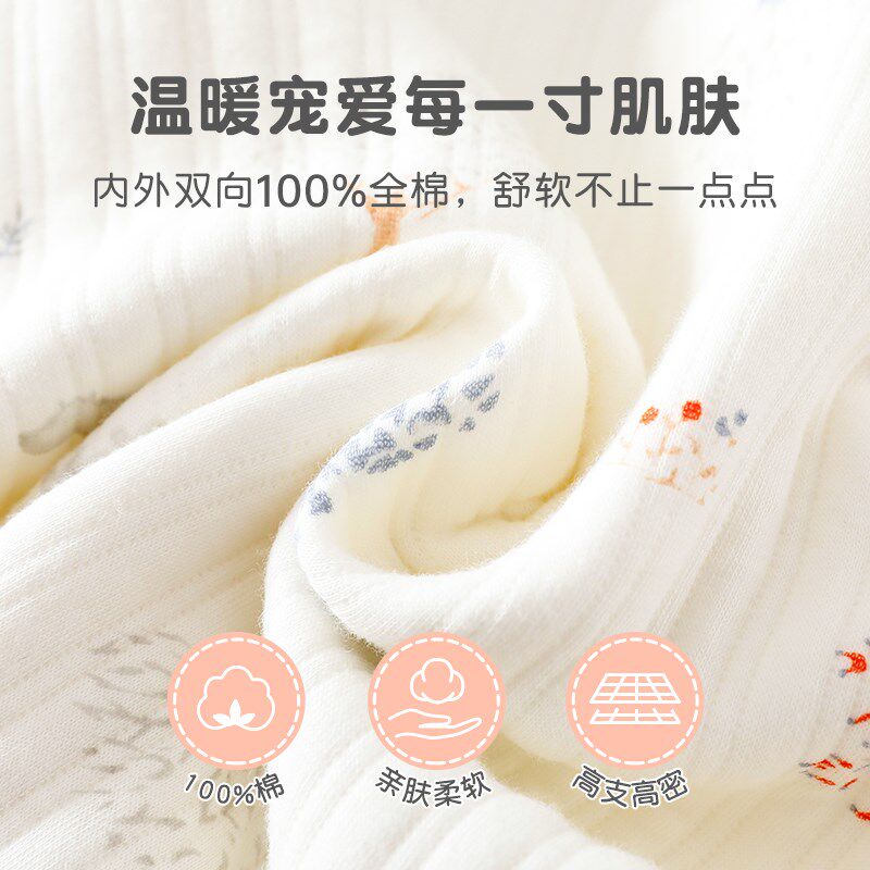 婴儿保暖分体内i衣套装秋冬夹棉宝宝初秋衣服秋季a类纯棉秋装哈衣